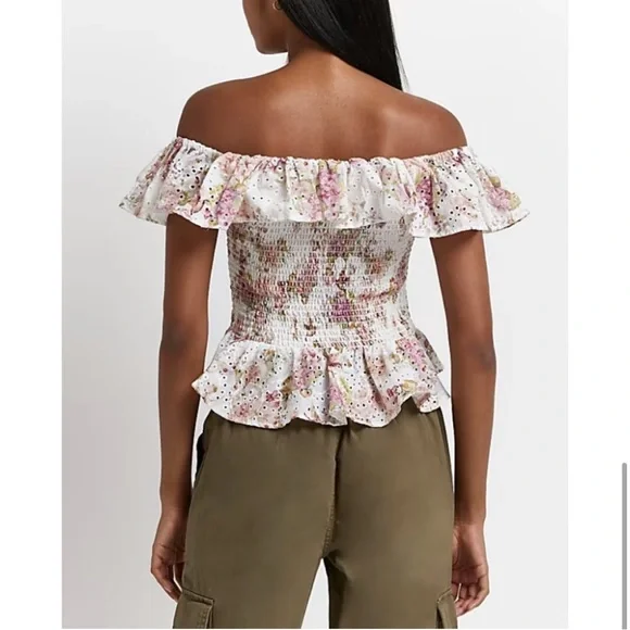 Floral Ruffle Peplum Blouse - Picture 3 of 7